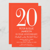 Orange White Modern Simple Anniversary Einladungen (Vorne/Hinten)