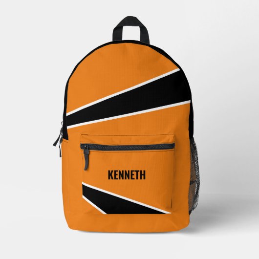 Orange White Moderne Minimalistisch Style Bedruckter Rucksack (Vorderseite)