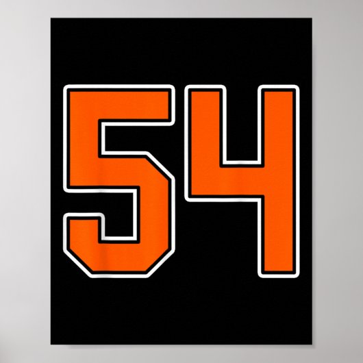 Orange White Number 54 Jersey Player Uniform #54 Poster (Vorne)