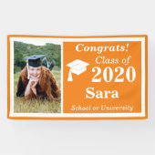 Orange White One Foto Class 2024 Abschluss Banner (Horizontal)