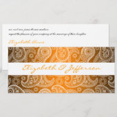 Orange & White Paisley Lace Hochzeit Einladung (Vorne/Hinten)