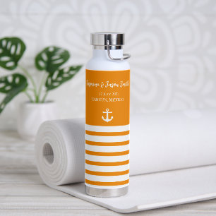 Orange White Personalisiert Beach Wedding Gefallen Trinkflasche
