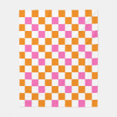 Orange White Pink Checkered Pattern Design  Fleecedecke (Vorderseite)