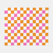 Orange White Pink Checkered Pattern Design  Fleecedecke (Vorderseite (Horizontal))