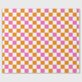 Orange White Pink Checkered Pattern Design  Geschenkpapier (Flach)