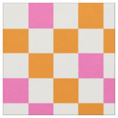Orange White Pink Checkered Pattern Design  Stoff (Nahaufnahme)