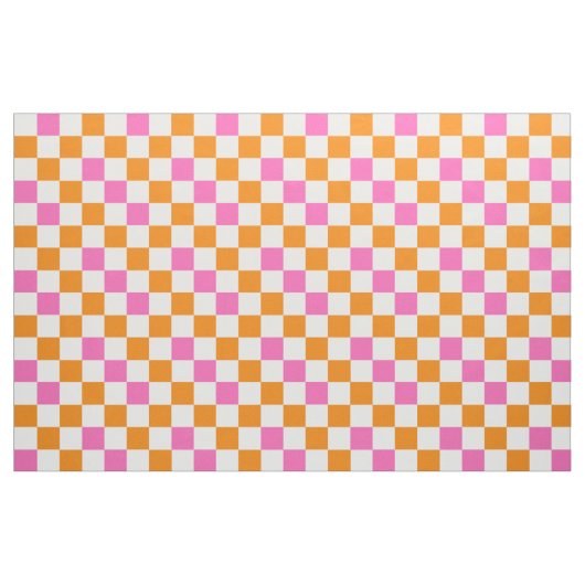 Orange White Pink Checkered Pattern Design  Stoff (Fat Quarter (45,7 x 55,9 cm))