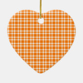 Orange White Plaid Pattern Keramik Ornament (Hinten)
