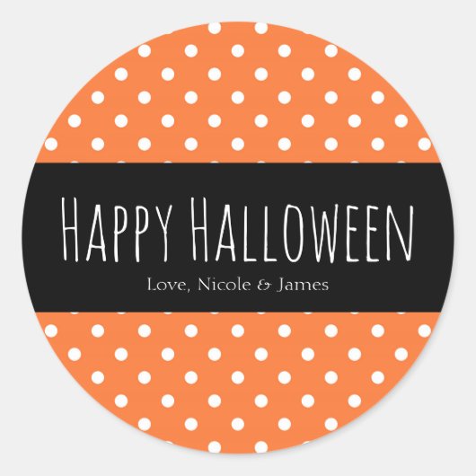 Orange & White Polka Dot Halloween Gefallen Runder Aufkleber (Vorderseite)
