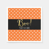 Orange & White Polka Dot Halloween-Party Serviette (Vorderseite)