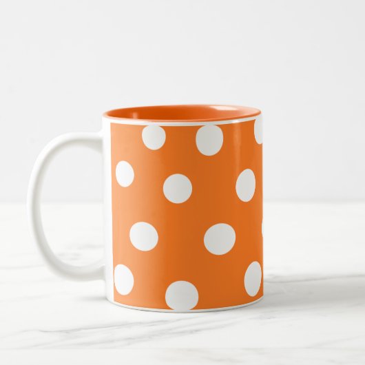 Orange & White Polka dot Tasse (Links)