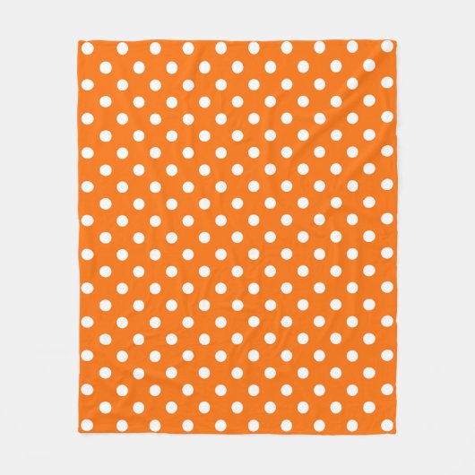 Orange White Polka Dots Design Fleecedecke (Vorderseite)
