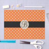 Orange White Polka Dots Monogram Letter Initial Seidenpapier (Handwerk)