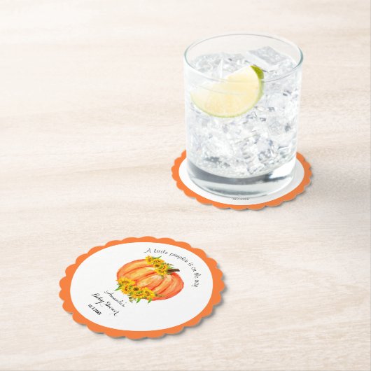 Orange White Pumpkin Fall Baby Dusche Untersetzer (Vor Ort)