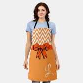 Orange & White Pumpkin Gewürze Imitate Bow Persona Schürze (Getragen)