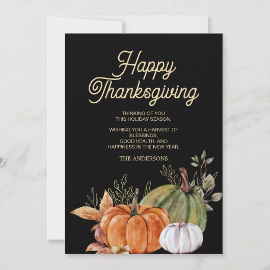 Orange White Pumpkins Black Happy Thanksgiving Einladung (Vorderseite)