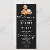 Orange & White Pumpkins Fall Black Wedding Program (Vorderseite)