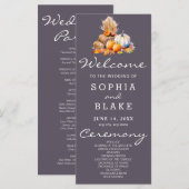 Orange & White Pumpkins Fall Gray Wedding Program (Vorne/Hinten)