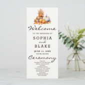 Orange & White Pumpkins Fall White Wedding Program (Stehend Vorderseite)