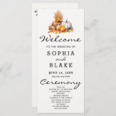 Orange & White Pumpkins Fall White Wedding Program (Vorne/Hinten)
