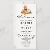 Orange & White Pumpkins Fall White Wedding Program (Vorderseite)