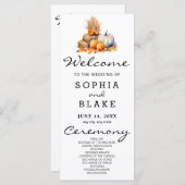 Orange & White Pumpkins Fall White Wedding Program (Vorne/Hinten)