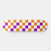 Orange White Purple Checkered Pattern Design  Skateboard (Horizontal)