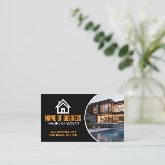 Orange White Renovierungsunternehmen Bauunternehme Visitenkarte (Stehend Vorderseite)