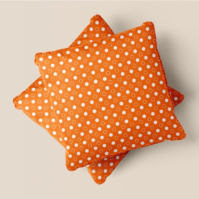 Orange & White Retro Chic Polka Dots Kissen (Orange & White Retro Chic Polka Dots Throw Pillow)