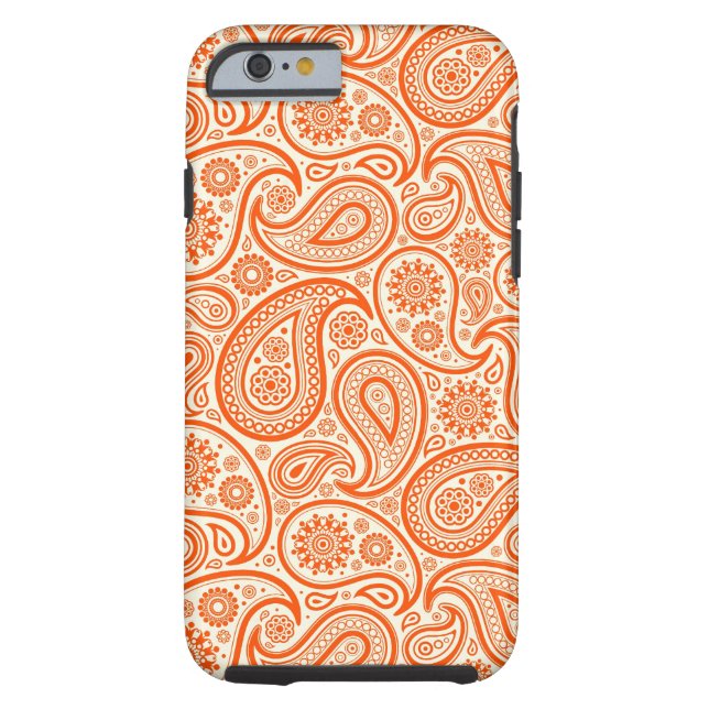 Orange & White Retro Paisley Muster Case-Mate iPhone Hülle (Rückseite)