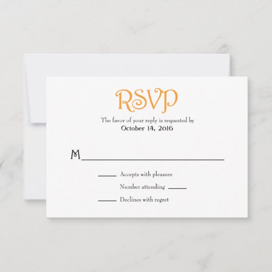 Orange White Schlicht Simple Wedding RSVP Cards (Vorderseite)