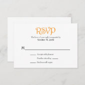 Orange White Schlicht Simple Wedding RSVP Cards (Vorne/Hinten)