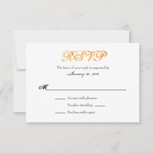Orange White Schlicht Simple Wedding RSVP Cards (Vorderseite)