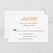 Orange White Schlicht Simple Wedding RSVP Cards (Vorne/Hinten)