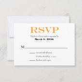 Orange White Schlicht Simple Wedding RSVP Cards (Vorderseite)