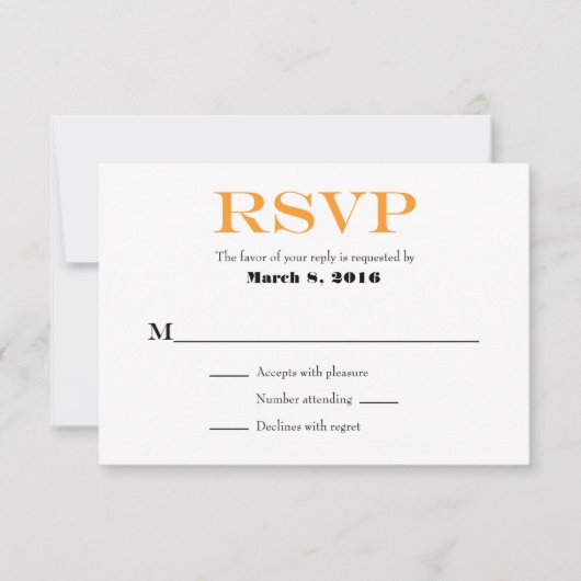 Orange White Schlicht Simple Wedding RSVP Cards (Vorderseite)