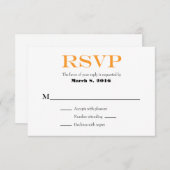 Orange White Schlicht Simple Wedding RSVP Cards (Vorne/Hinten)