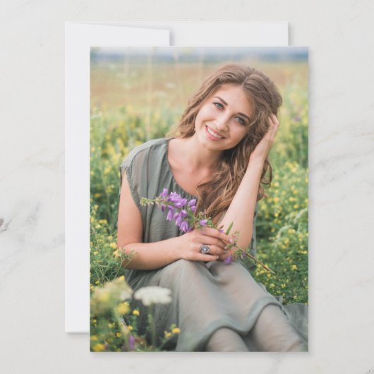 Orange White Script Zwei Foto Uni-Abschluß Ankündigung (Rückseite)