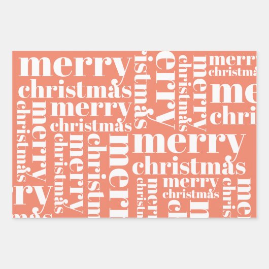Orange White Simple FroChristmas Moderne Trendy Geschenkpapier Set (Vorderseite 3)