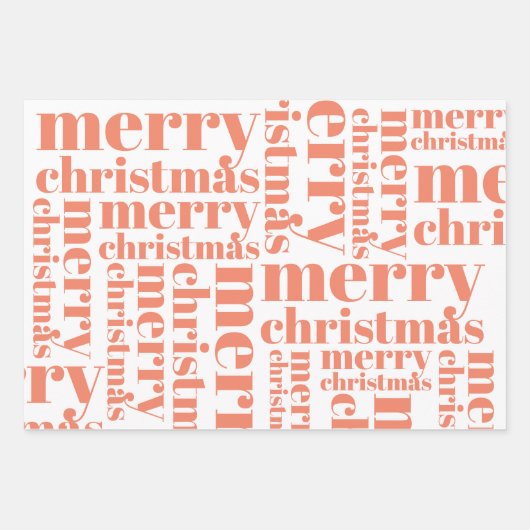 Orange White Simple FroChristmas Moderne Trendy Geschenkpapier Set (Vorderseite)