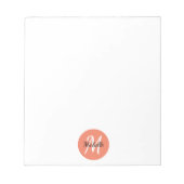 Orange & White Simple Monogram Classic Trendy Notizblock (Vorderseite)