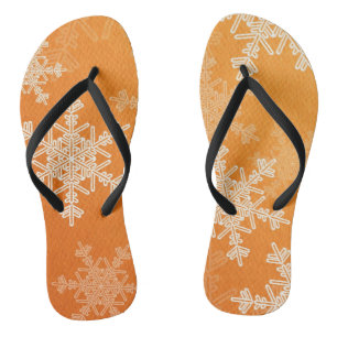 Orange White Snowflakes Minimalistisch Weihnachten Badesandalen