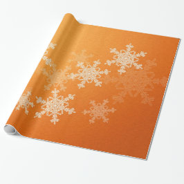 Orange White Snowflakes Minimalistisch Weihnachten Geschenkpapier