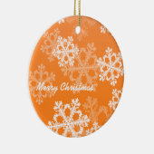 Orange White Snowflakes Minimalistisch Weihnachten Keramik Ornament (Rechts)