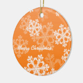 Orange White Snowflakes Minimalistisch Weihnachten Keramik Ornament (Links)