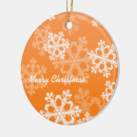Orange White Snowflakes Minimalistisch Weihnachten Keramik Ornament (Links)