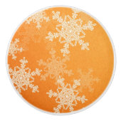 Orange White Snowflakes Minimalistisch Weihnachten Keramikknauf (Vorderseite)