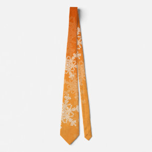 Orange White Snowflakes Minimalistisch Weihnachten Krawatte