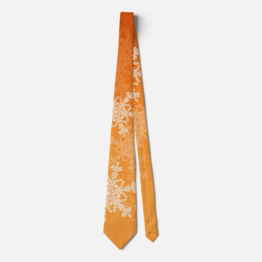 Orange White Snowflakes Minimalistisch Weihnachten Krawatte (Vorderseite)