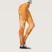 Orange White Snowflakes Minimalistisch Weihnachten Leggings (Rechts)